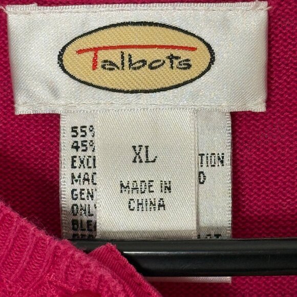 Talbots Linen Cotton Blend Long Sleeve Knit Lightweight Sweater Pink XL VIntage - Picture 5 of 8